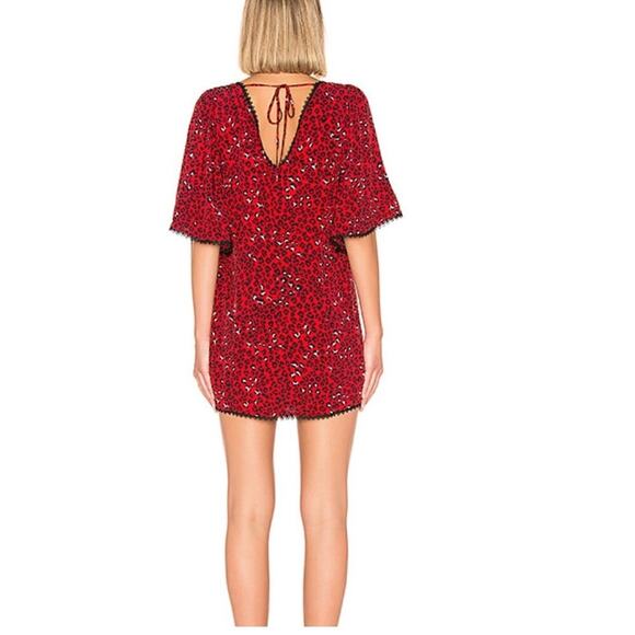 Lovers And Friends NWOT Jason Dress Cheetah Mini V Neck Red Black Size Small - Picture 2 of 12